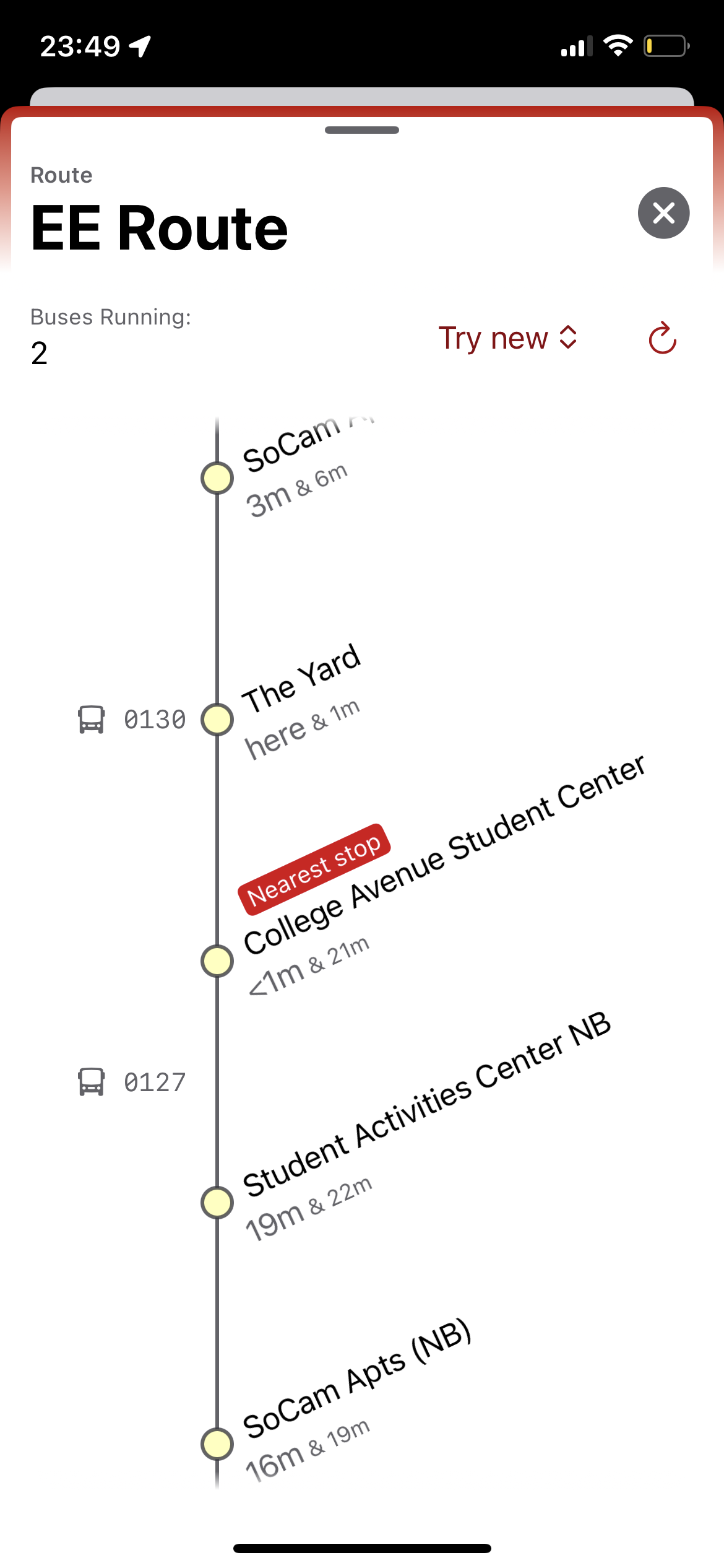 A screenshot of a route page, this time, with the &ldquo;new&rdquo;, infinitely scrolling style.