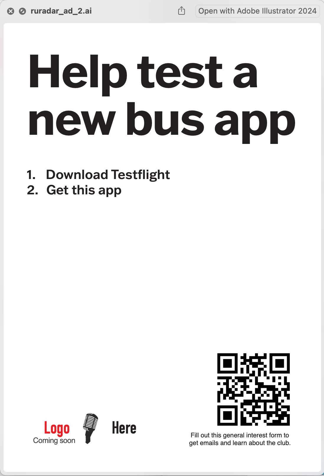 A screenshot of a poster asking students to &ldquo;test out a new bus app&rdquo;.